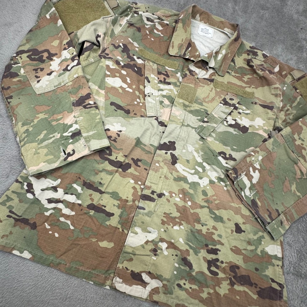 US Military OCP Multicam Combat Coat Mens Large Long Green Excellent Ripstop ACU